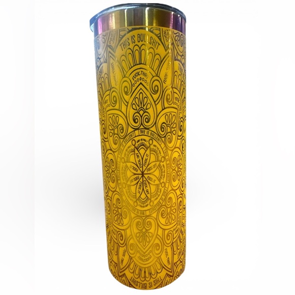 20oz Engraved Skinny Tumbler – Holographic Print – F**k Mandala - Picture 2 of 8